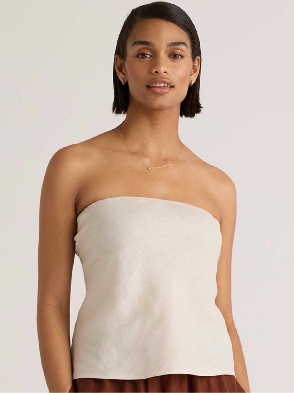 Quince Strapless Top in Cream/Beige- 100% European linen, NWOT